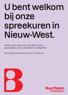 Sfeerimpressie van Spreekuur (bijv over geldzaken of juridische vragen) bij  Buurtteam Nieuw-West